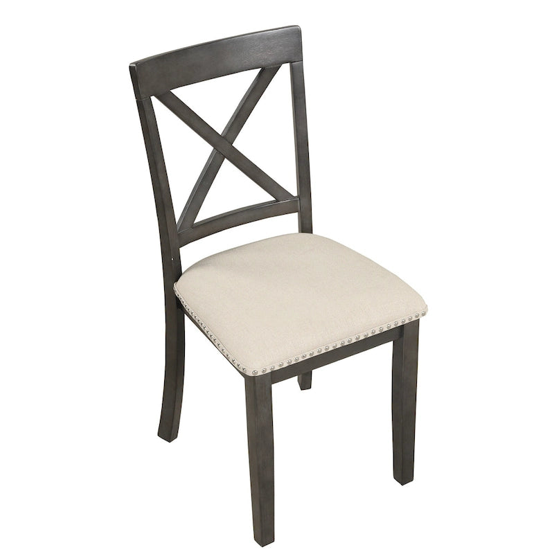 5-Piece Round Dining Table Set - Faux Marble Top, 4 Rubberwood Chairs, MDF Frame - Modern 41.7" Dining Set