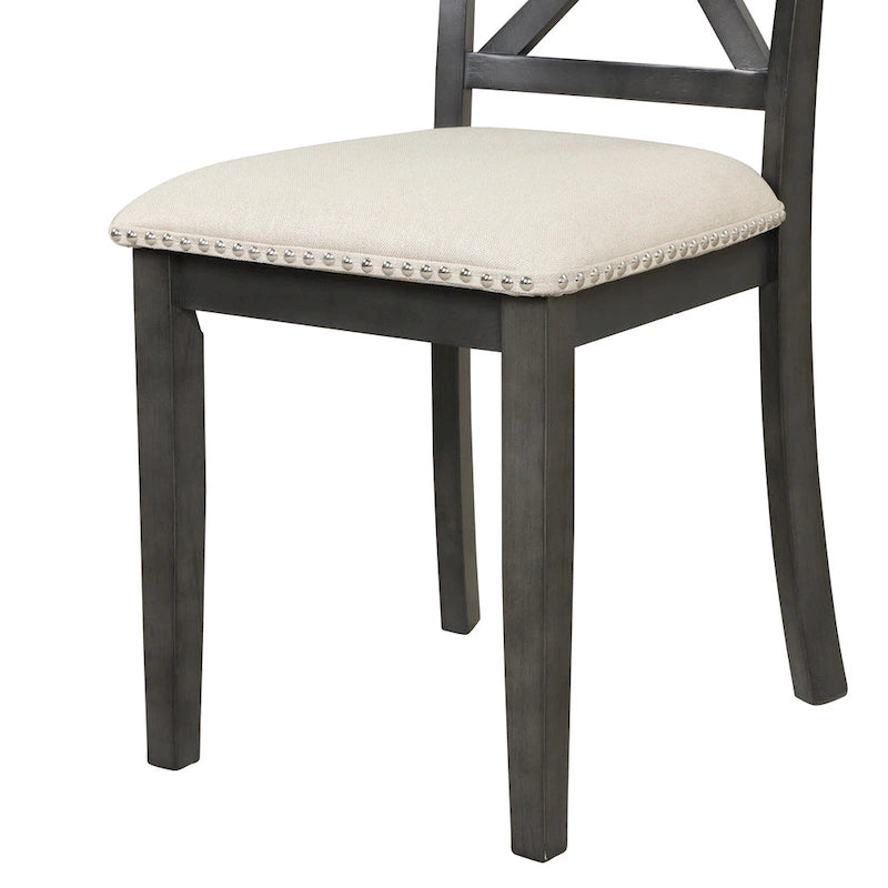 5-Piece Round Dining Table Set - Faux Marble Top, 4 Rubberwood Chairs, MDF Frame - Modern 41.7" Dining Set