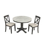 5-Piece Round Dining Table Set - Faux Marble Top, 4 Rubberwood Chairs, MDF Frame - Modern 41.7" Dining Set