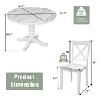 5-Piece Round Dining Table Set - Faux Marble Top, 4 Rubberwood Chairs, MDF Frame - Modern 41.7" Dining Set
