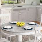 5-Piece Round Dining Table Set - Faux Marble Top, 4 Rubberwood Chairs, MDF Frame - Modern 41.7" Dining Set