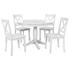 5-Piece Round Dining Table Set - Faux Marble Top, 4 Rubberwood Chairs, MDF Frame - Modern 41.7" Dining Set