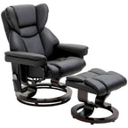 360° Swivel Recliner with Ottoman - Faux Leather, 10 Massage Points, 145° Recline, Side Pocket - Black Manual Recliner Set