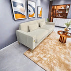 85.6" Modern Velvet 3-Seater Sofa - Pocketed Spring Cushions - Gold Metal Accents - Removable Washable Covers - Plush Polyester