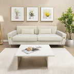 85.6" Modern Velvet 3-Seater Sofa - Pocketed Spring Cushions - Gold Metal Accents - Removable Washable Covers - Plush Polyester
