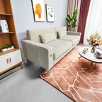85.6" Modern Velvet 3-Seater Sofa - Pocketed Spring Cushions - Gold Metal Accents - Removable Washable Covers - Plush Polyester
