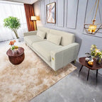 85.6" Modern Velvet 3-Seater Sofa - Pocketed Spring Cushions - Gold Metal Accents - Removable Washable Covers - Plush Polyester