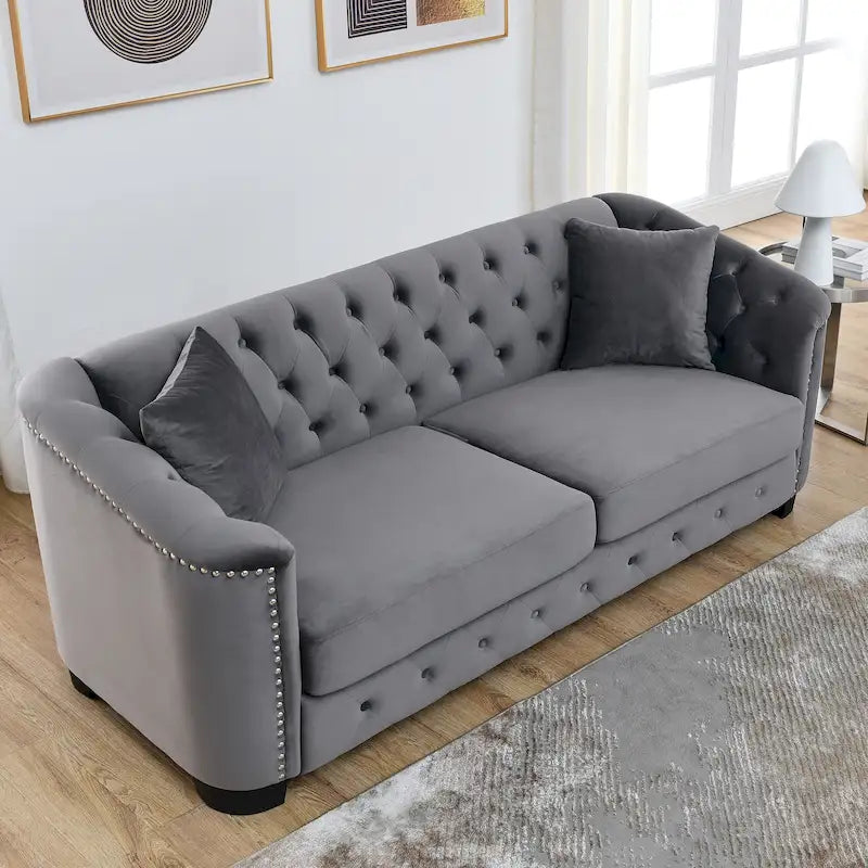 3-Seater Sofa | Nailhead Trim | Solid Wood Frame