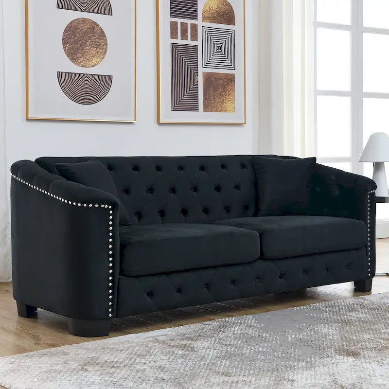 3-Seater Sofa | Nailhead Trim | Solid Wood Frame