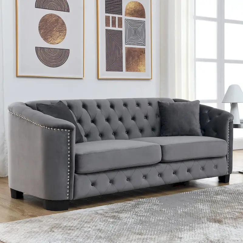 3-Seater Sofa | Nailhead Trim | Solid Wood Frame
