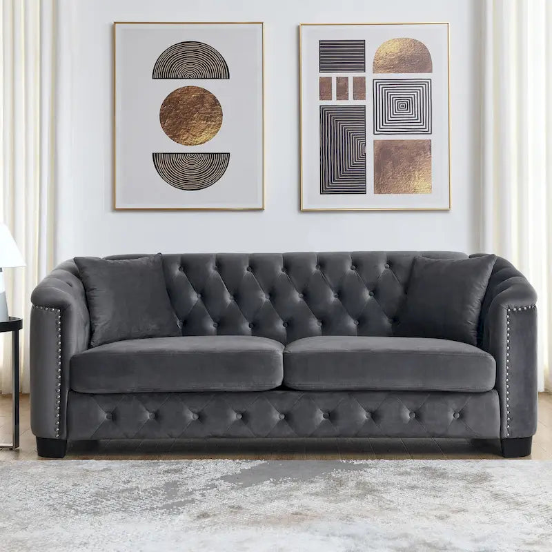 3-Seater Sofa | Nailhead Trim | Solid Wood Frame