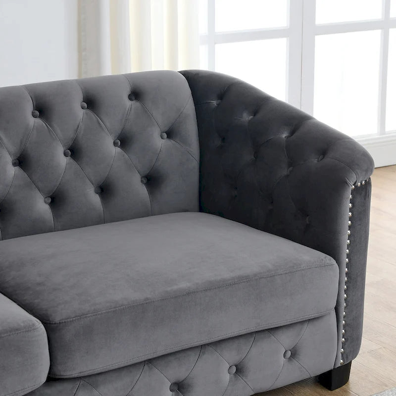 3-Seater Sofa | Nailhead Trim | Solid Wood Frame