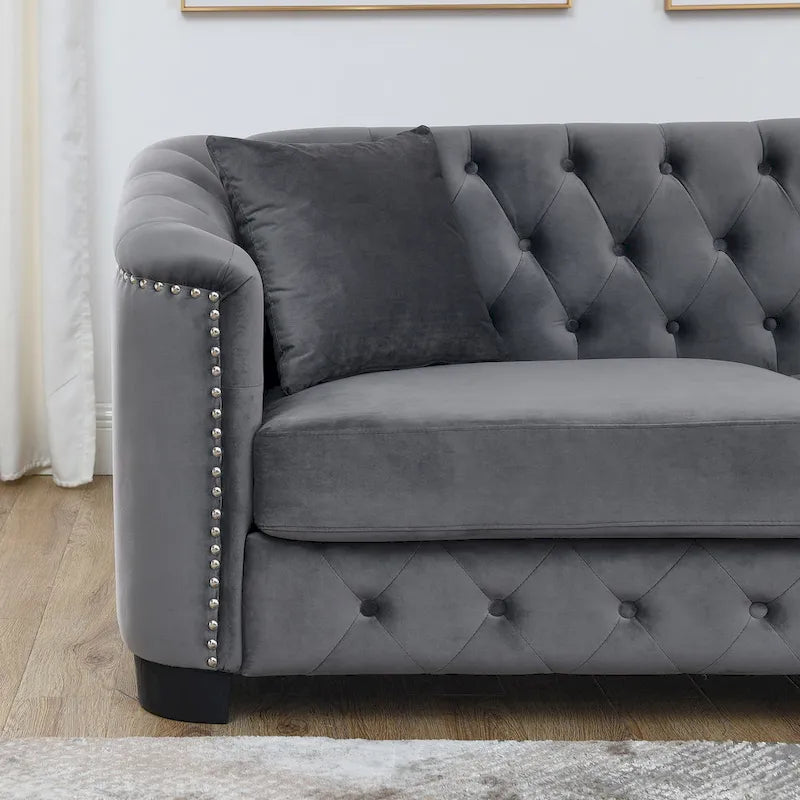 3-Seater Sofa | Nailhead Trim | Solid Wood Frame