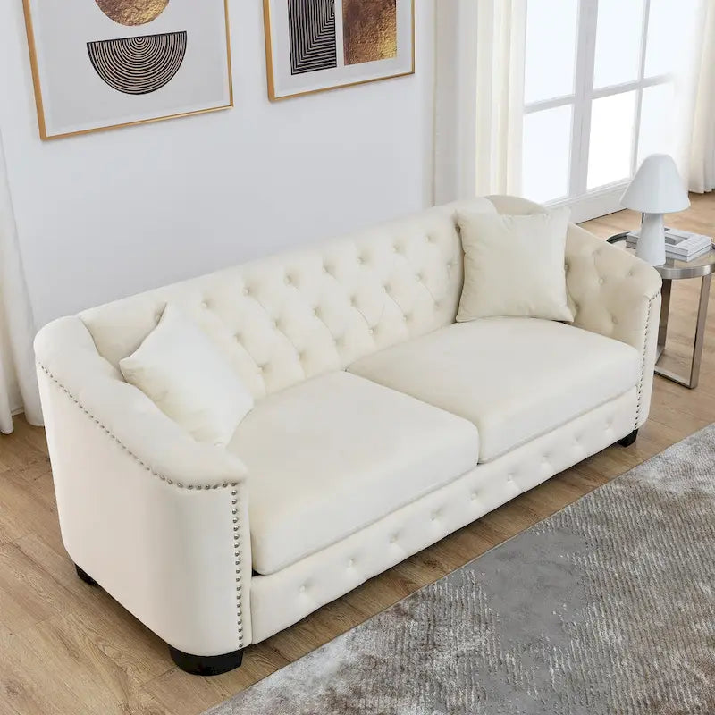 3-Seater Sofa | Nailhead Trim | Solid Wood Frame