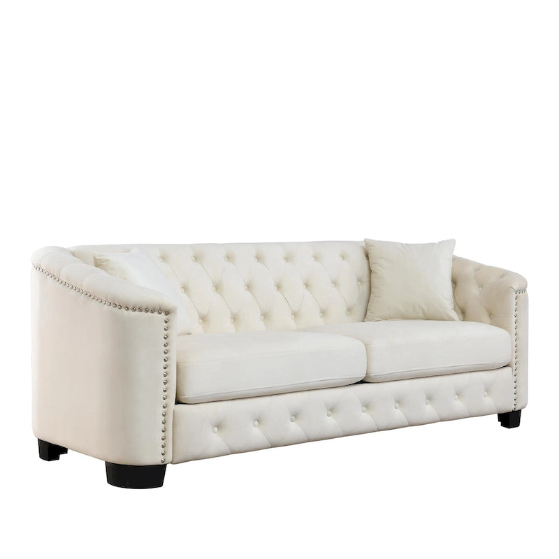 3-Seater Sofa | Nailhead Trim | Solid Wood Frame