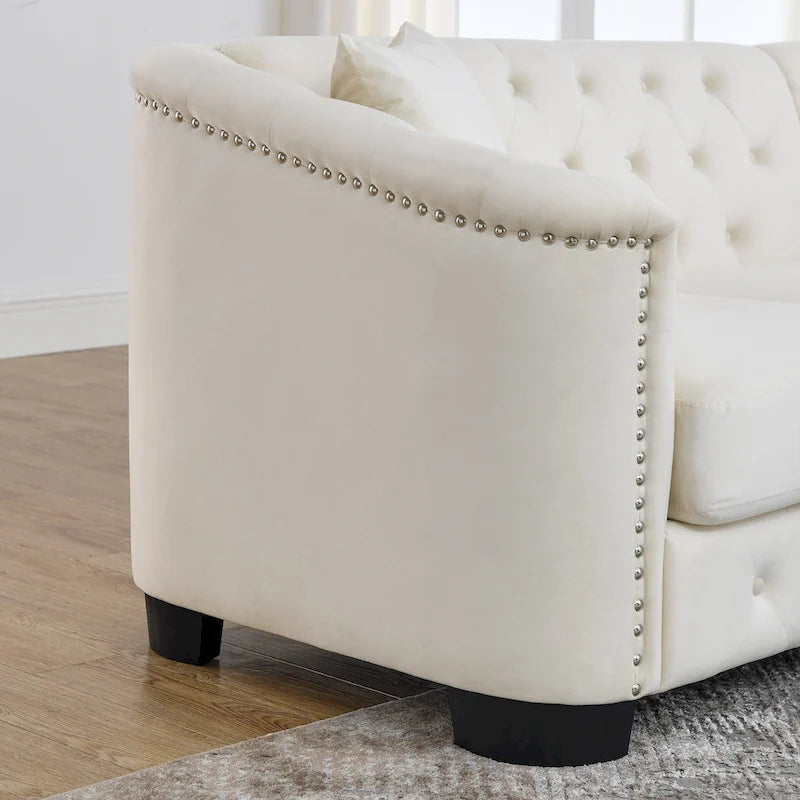 3-Seater Sofa | Nailhead Trim | Solid Wood Frame