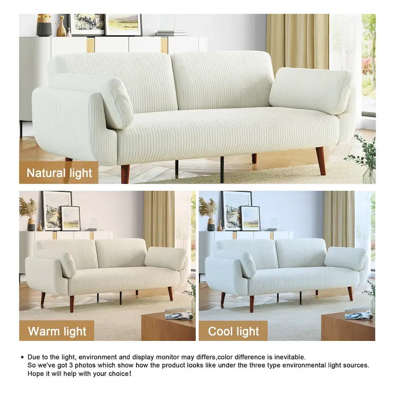 73.3" Convertible Sleeper Loveseat Corduroy Dual Reclining Sofa Bed 480lbs Capacity