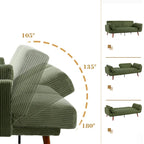73.3" Convertible Sleeper Loveseat Corduroy Dual Reclining Sofa Bed 480lbs Capacity
