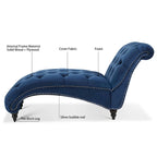 63" Tufted Chaise Lounge - High-Density Foam, Nailhead Trim, Pine Frame (62.8L x 27.17W x 32.87H)