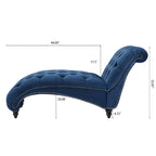 63" Tufted Chaise Lounge - High-Density Foam, Nailhead Trim, Pine Frame (62.8L x 27.17W x 32.87H)