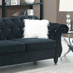 Button Tufted Velvet Sofa - Rolled Arm Couch with Dense Foam Padding & Spring Support for Living Room - Modern Classic Design