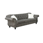 Button Tufted Velvet Sofa - Rolled Arm Couch with Dense Foam Padding & Spring Support for Living Room - Modern Classic Design