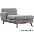 Left-Arm Mid-Century Chaise Lounge - 69.5"L, Rubberwood Legs, Polyester Upholstery - Modern Vintage Style Lounge Chair
