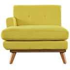 Left-Arm Mid-Century Chaise Lounge - 69.5"L, Rubberwood Legs, Polyester Upholstery - Modern Vintage Style Lounge Chair