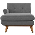 Left-Arm Mid-Century Chaise Lounge - 69.5"L, Rubberwood Legs, Polyester Upholstery - Modern Vintage Style Lounge Chair