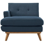 Left-Arm Mid-Century Chaise Lounge - 69.5"L, Rubberwood Legs, Polyester Upholstery - Modern Vintage Style Lounge Chair