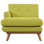 Left-Arm Mid-Century Chaise Lounge - 69.5"L, Rubberwood Legs, Polyester Upholstery - Modern Vintage Style Lounge Chair