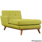 Left-Arm Mid-Century Chaise Lounge - 69.5"L, Rubberwood Legs, Polyester Upholstery - Modern Vintage Style Lounge Chair