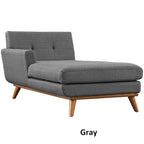 Left-Arm Mid-Century Chaise Lounge - 69.5"L, Rubberwood Legs, Polyester Upholstery - Modern Vintage Style Lounge Chair