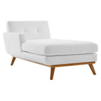 Left-Arm Mid-Century Chaise Lounge - 69.5"L, Rubberwood Legs, Polyester Upholstery - Modern Vintage Style Lounge Chair