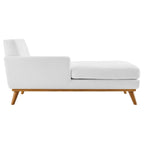Left-Arm Mid-Century Chaise Lounge - 69.5"L, Rubberwood Legs, Polyester Upholstery - Modern Vintage Style Lounge Chair