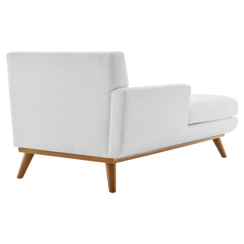 Left-Arm Mid-Century Chaise Lounge - 69.5"L, Rubberwood Legs, Polyester Upholstery - Modern Vintage Style Lounge Chair
