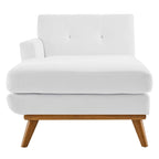 Left-Arm Mid-Century Chaise Lounge - 69.5"L, Rubberwood Legs, Polyester Upholstery - Modern Vintage Style Lounge Chair