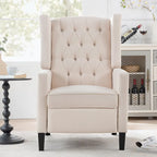 Manual Wing Chair Recliner - High Back, Solid Wood Frame, Spring Support, Chaise Longue Position - Classic Living Room Chair