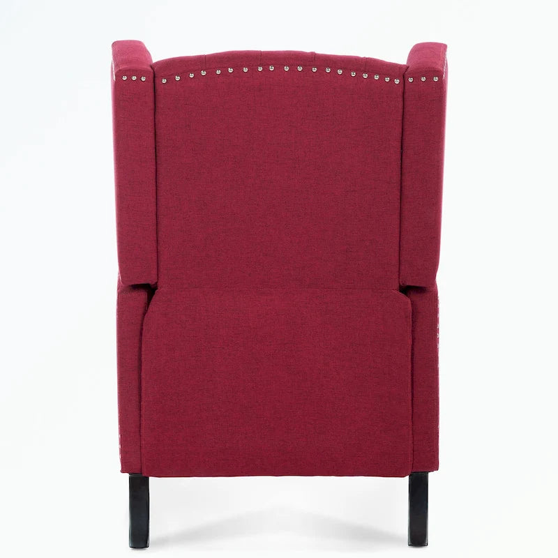 Manual Wing Chair Recliner - High Back, Solid Wood Frame, Spring Support, Chaise Longue Position - Classic Living Room Chair