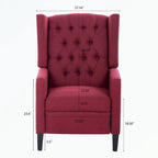 Manual Wing Chair Recliner - High Back, Solid Wood Frame, Spring Support, Chaise Longue Position - Classic Living Room Chair
