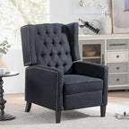 Manual Wing Chair Recliner - High Back, Solid Wood Frame, Spring Support, Chaise Longue Position - Classic Living Room Chair