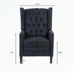 Manual Wing Chair Recliner - High Back, Solid Wood Frame, Spring Support, Chaise Longue Position - Classic Living Room Chair