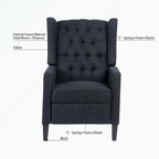 Manual Wing Chair Recliner - High Back, Solid Wood Frame, Spring Support, Chaise Longue Position - Classic Living Room Chair