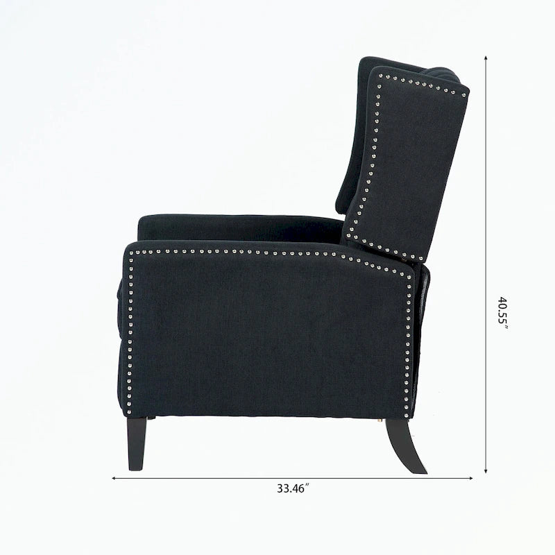 Manual Wing Chair Recliner - High Back, Solid Wood Frame, Spring Support, Chaise Longue Position - Classic Living Room Chair