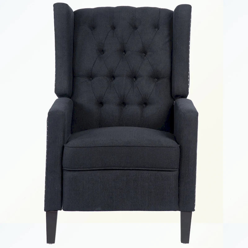 Manual Wing Chair Recliner - High Back, Solid Wood Frame, Spring Support, Chaise Longue Position - Classic Living Room Chair