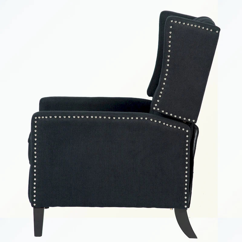 Manual Wing Chair Recliner - High Back, Solid Wood Frame, Spring Support, Chaise Longue Position - Classic Living Room Chair