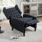 Manual Wing Chair Recliner - High Back, Solid Wood Frame, Spring Support, Chaise Longue Position - Classic Living Room Chair