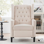 Manual Wing Chair Recliner - High Back, Solid Wood Frame, Spring Support, Chaise Longue Position - Classic Living Room Chair