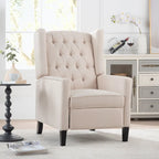 Manual Wing Chair Recliner - High Back, Solid Wood Frame, Spring Support, Chaise Longue Position - Classic Living Room Chair