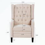 Manual Wing Chair Recliner - High Back, Solid Wood Frame, Spring Support, Chaise Longue Position - Classic Living Room Chair